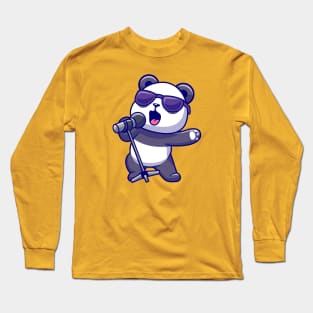 Cute Panda Singing Cartoon Long Sleeve T-Shirt